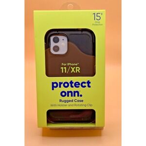 Onn Rugged Case for iPhone 11/XR with Holster Black